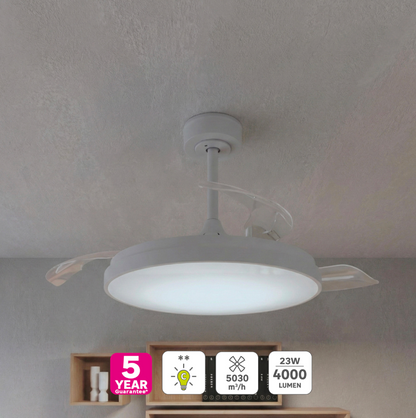 Retractable Blade Ceiling Fan - remote control