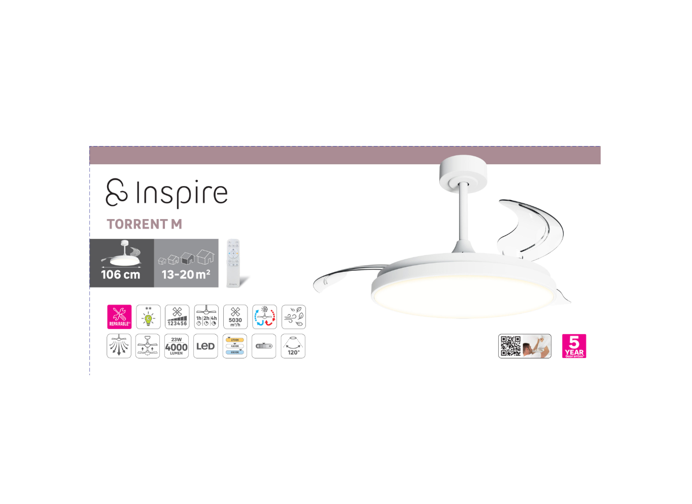Retractable Blade Ceiling Fan - overview