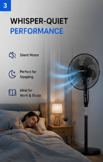 16 Inch Portable Floor Standing Fan - timer function