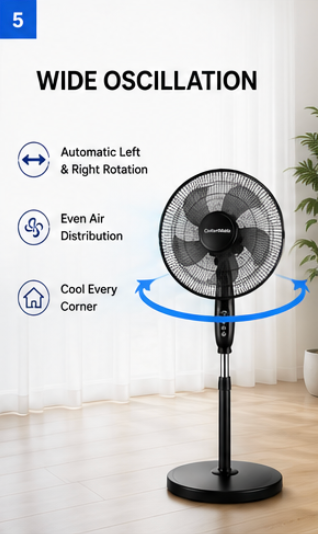 16 Inch Portable Floor Standing Fan - living room