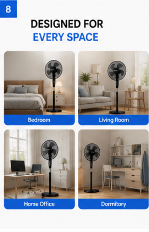 16 Inch Portable Floor Standing Fan - overview