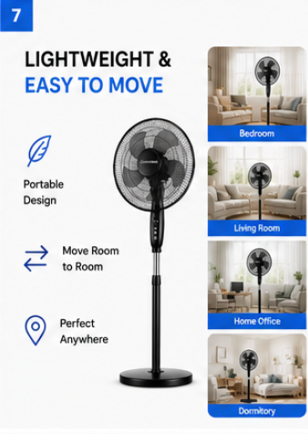 16 Inch Portable Floor Standing Fan - specification