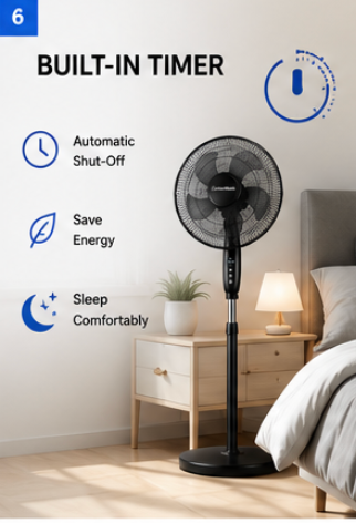 16 Inch Portable Floor Standing Fan - features