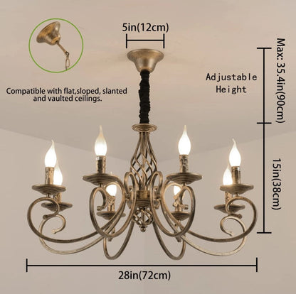 Vintage Chandelier 6/8 Light Pendant Light Bronze E14 Metal