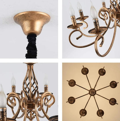 Vintage Chandelier 6/8 Light Pendant Light Bronze E14 Metal