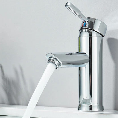 Cylindrical Chrome Basin Tap | Single Lever Brass Bathroom Mixer