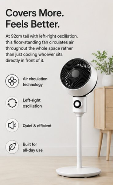 Quiet Oscillating Floor Fan - living room