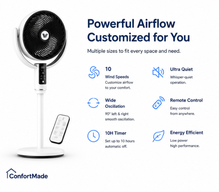 4-in-1 Adjustable Standing Fan - features