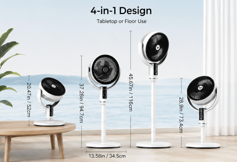 4-in-1 Adjustable Standing Fan - specification