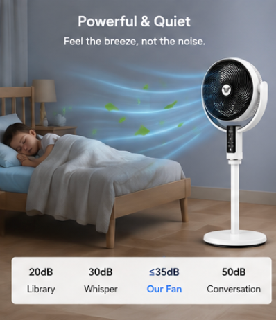 4-in-1 Adjustable Standing Fan - living room