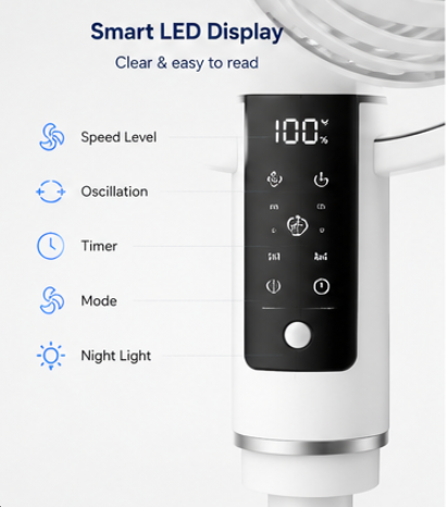 4-in-1 Adjustable Standing Fan - adjustable height