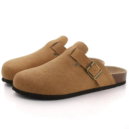 Women's Classic Faux Suede Cork Slippers with Arch Support