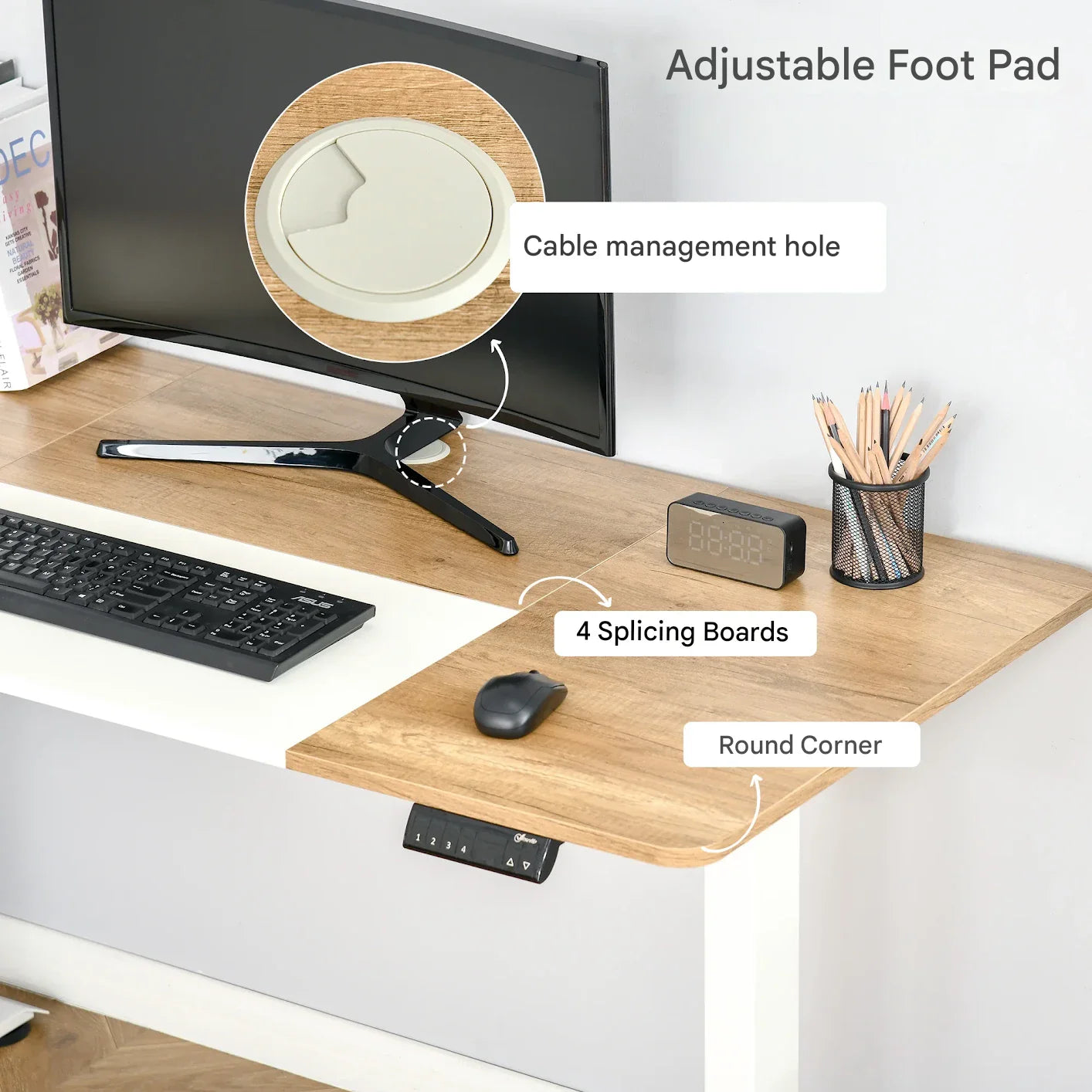 Electric Height Adjustable Standing Desk 140x70cm with Memory Function