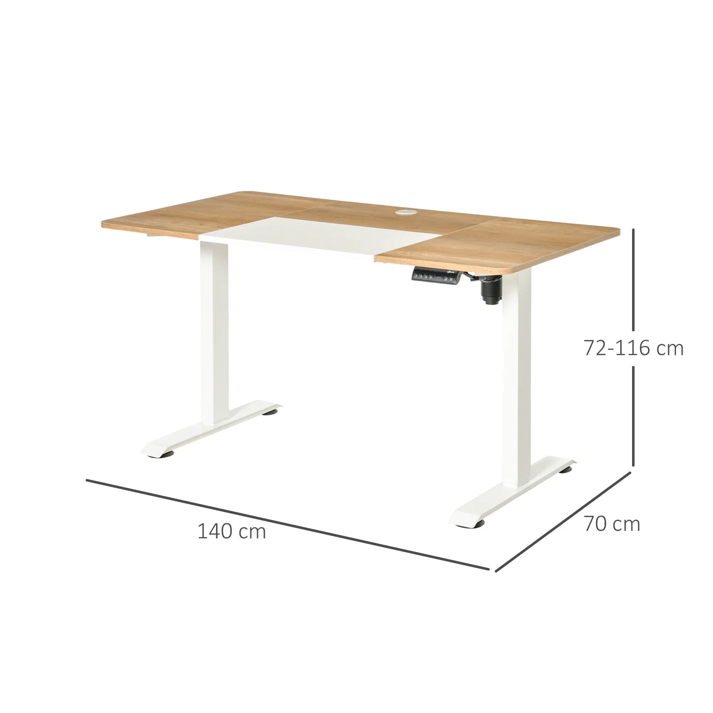 Electric Height Adjustable Standing Desk 140x70cm with Memory Function