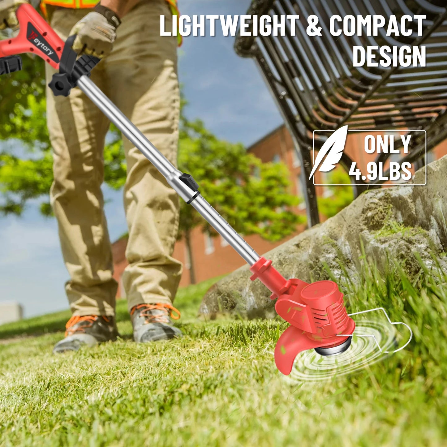 21V Cordless Grass Trimmer | 3-in-1 Weed Wacker | Lawn Edger & Cutter