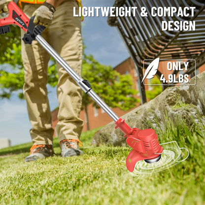 21V Cordless Grass Trimmer | 3-in-1 Weed Wacker | Lawn Edger & Cutter