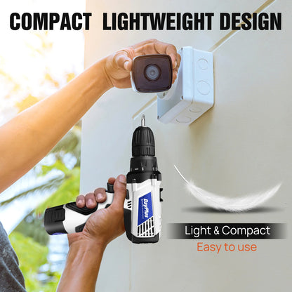 12V Cordless Drill Kit | 18+1 Torque | LED Light | 23-Piece Home DIY Set