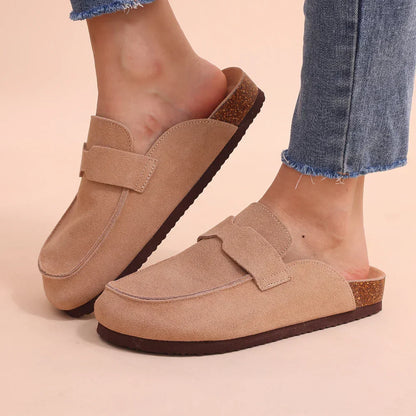 Women's Classic Faux Suede Cork Slippers with Arch Support