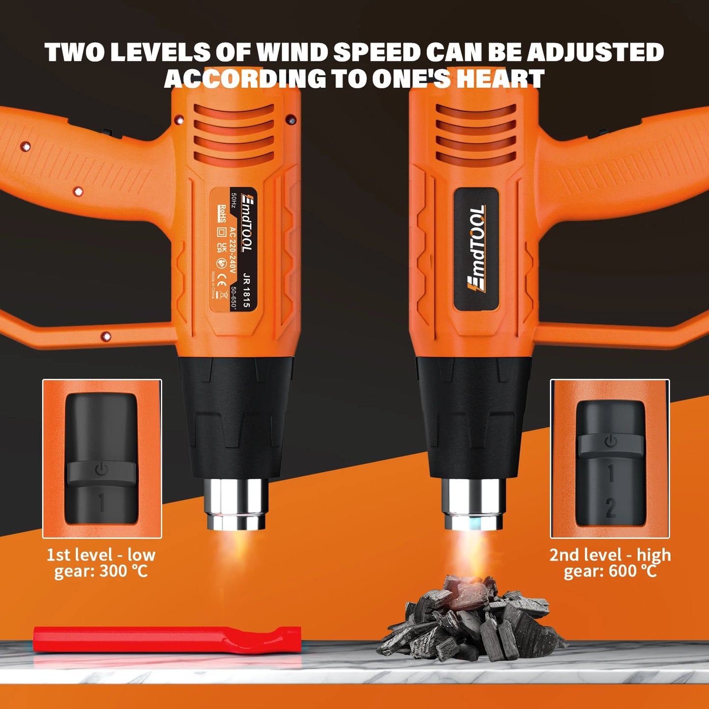 2000W Heat Gun | 4 Nozzles | 300-600C | Paint Stripping Welding & DIY