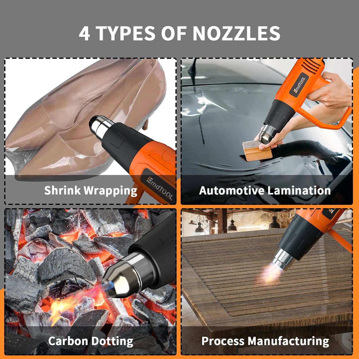 2000W Heat Gun | 4 Nozzles | 300-600C | Paint Stripping Welding & DIY