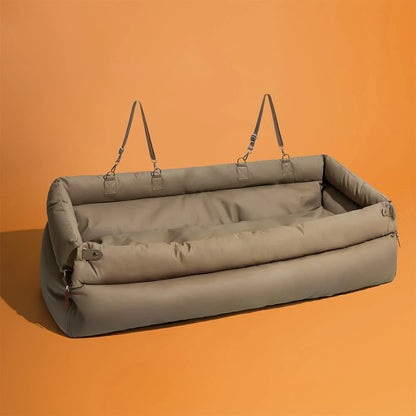 Luxury Dog Car Seat Booster | Faux Leather Pet Travel Bed & Carrier