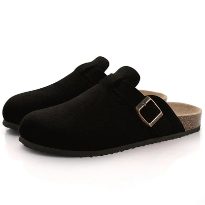 Women's Classic Faux Suede Cork Slippers with Arch Support