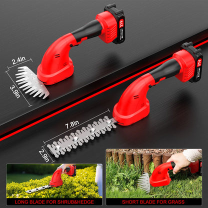 2-in-1 Cordless Pruning Tool | Grass Shear & Hedge Trimmer | Dual Battery