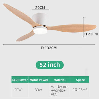 Minimalist Ceiling Fan with LED Light | 42" or 52" | Remote Control