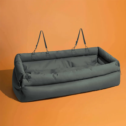 Luxury Dog Car Seat Booster | Faux Leather Pet Travel Bed & Carrier