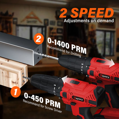 21V Cordless Drill Kit | 45Nm | 29-Piece Set | LED Light | Home DIY