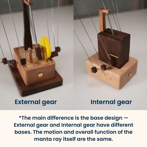Handcrafted Wooden Manta Ray Automaton