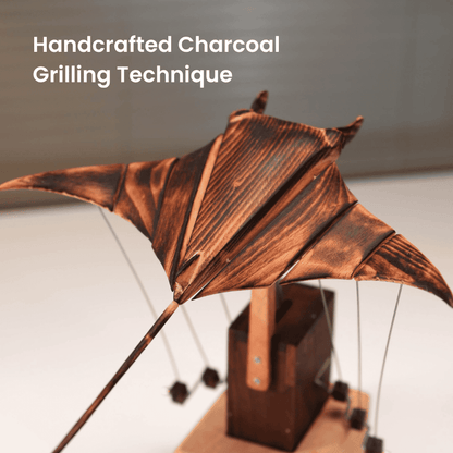 Handcrafted Wooden Manta Ray Automaton