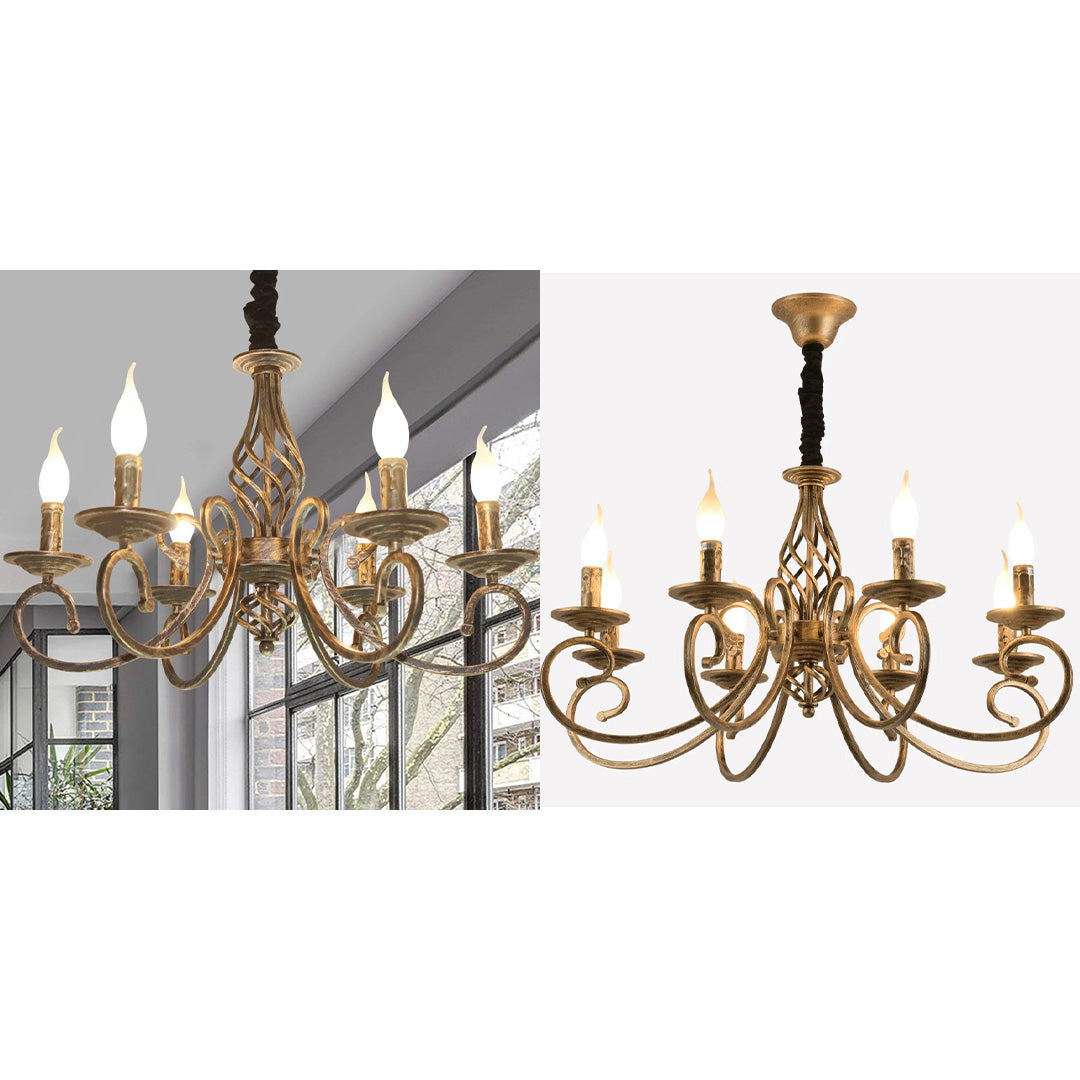 Vintage Chandelier 6/8 Light Pendant Light Bronze E14 Metal