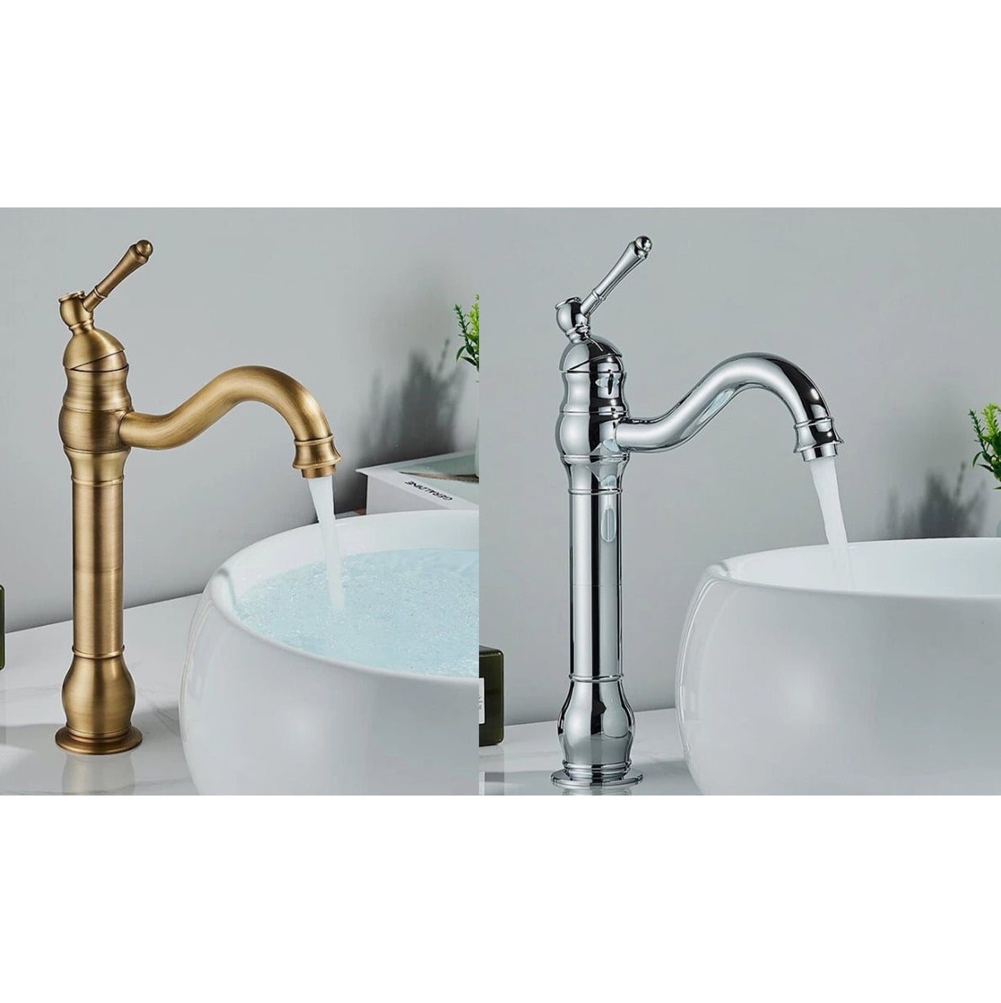 Basin Tap Retro 360 Swivel Bathroom Sink Faucet Single Lever Mixer Gold/Silver