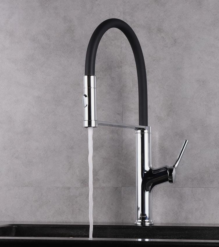 Modern Pull-Down Kitchen Faucet with Flexible Hose Chrome Tap