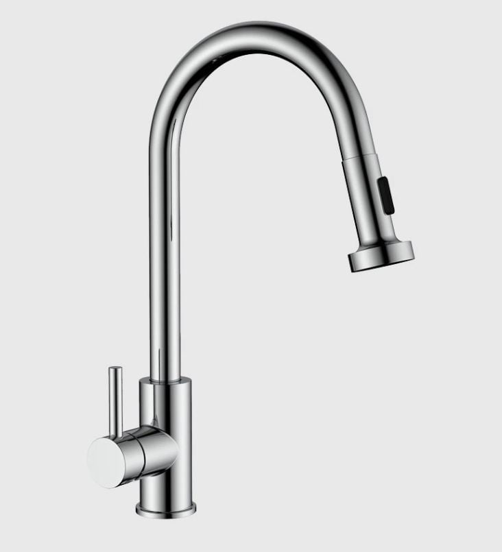 Kitchen Mixer Tap Chrome Pull Out Swivel Spout Stainless Steel