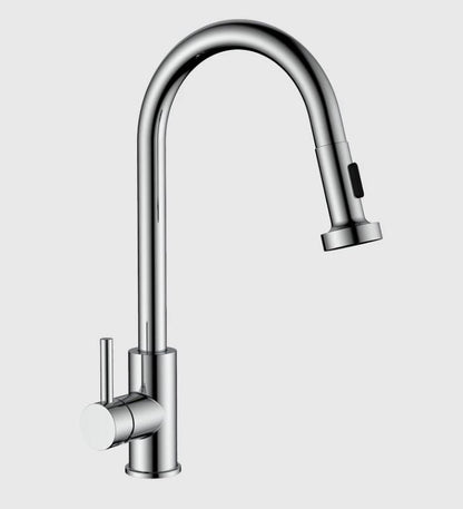 Kitchen Mixer Tap Chrome Pull Out Swivel Spout Stainless Steel