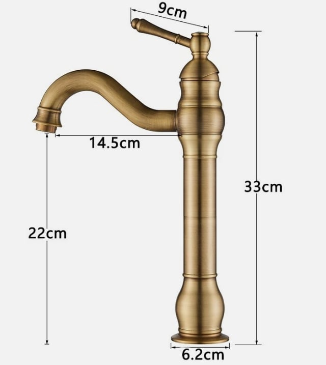Basin Tap Retro 360 Swivel Bathroom Sink Faucet Single Lever Mixer Gold/Silver
