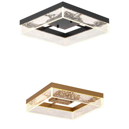 Modern Square Black/Gold LED Ceiling Light Warm White 30cm