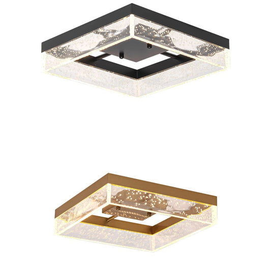 Modern Square Black/Gold LED Ceiling Light Warm White 30cm